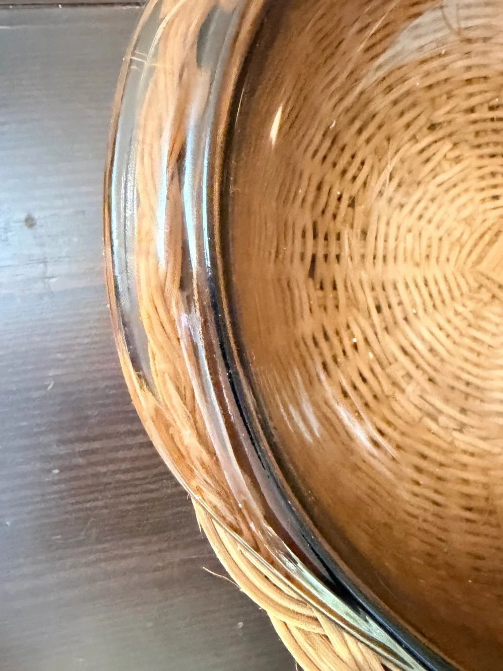 Vintage Pyrex Fireside Naturals Amber 1.5 Qt Casserole Dish with Basket